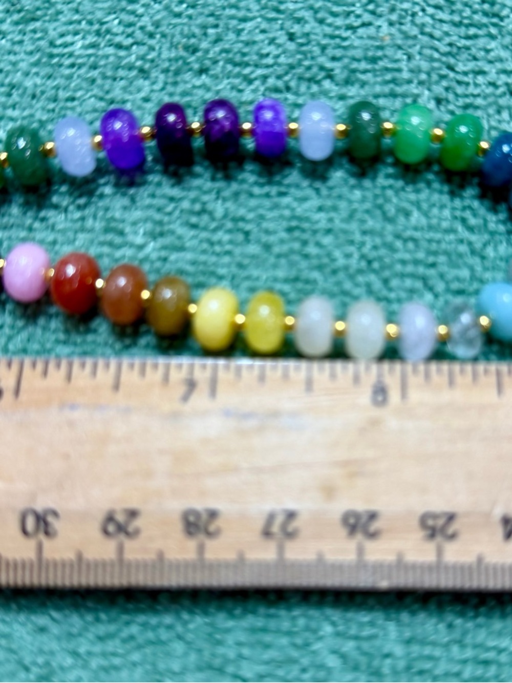 Rainbow Gemstone Opal Rondelle Beads HandStrung Candy Necklace 18ktgp Toggle - Picture 5 of 5